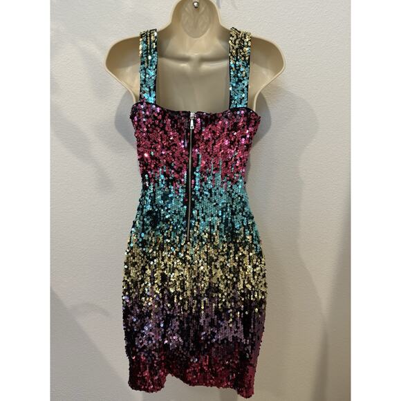 Marc New York‎ Multi Sequin Square Back Sheath Party/ Cocktail Dress Size 2 - Picture 2 of 8